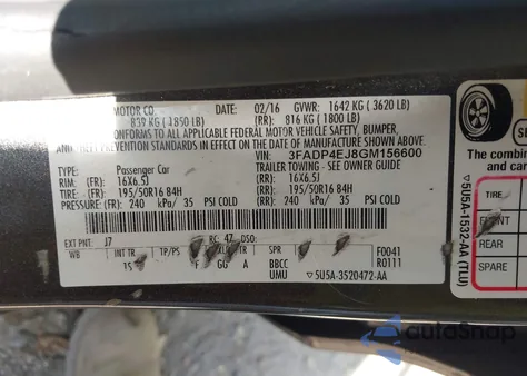 2016 Ford Fiesta Se from USA, damaged, VIN 3FADP4EJ8GM156600